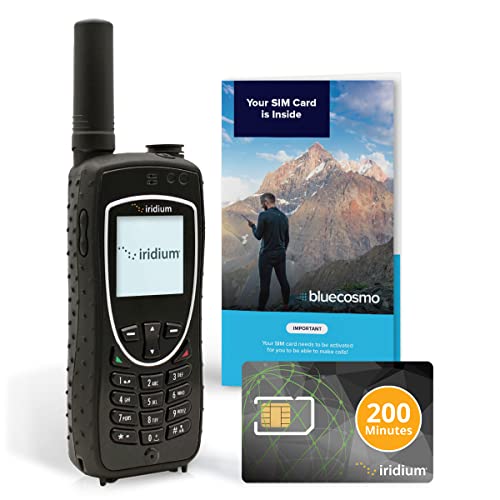 BlueCosmo Iridium Extreme Satellite Phone & 200 Minute 6 Month Global Prepaid SIM Card - Voice, SMS Text Messaging, GPS Tracking, Emergency SOS - Online Activation - 24/7