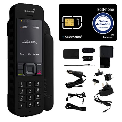 BlueCosmo Inmarsat IsatPhone 2.1 Satellite Phone Kit (SIM Included) - Global Coverage - Voice, SMS, GPS Tracking, Emergency SOS - Prepaid and Monthly Service Plan Options