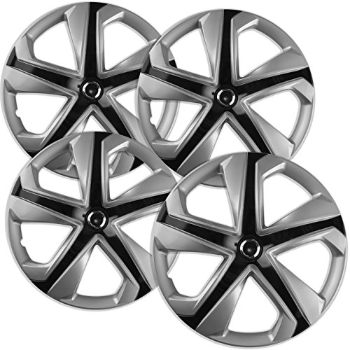 16 inch Hubcaps Best for 2016-2017 Honda Civic - (Set of 4) Wheel Covers 16in Hub Caps Ice Black Rim Cover - Car Accessories for 16 inch Wheels - Snap On Hubcap, Auto Tire Replacement Exterior Cap