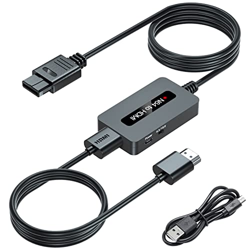 N64 to HDMI Converter, Support 4 : 3 and 16 : 9 Aspect Ratio Output Switch, Nintendo64 to HDMI Cable Compatible with Nintendo N64/ Super SNES/ NGC