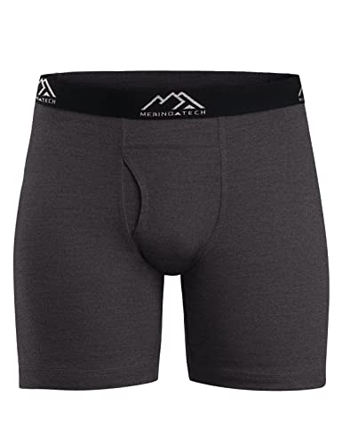 Merino.tech Merino Wool Underwear Mens - 100% Merino Boxer Wool Briefs Base Layer for Men (Large, 1 Pack - 120 Charcoal)