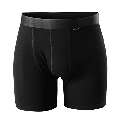 Merino Protect Merino Wool Underwear Mens Boxer Briefs Moisture Wicking Odor Resistant Comfy Base Layer Black