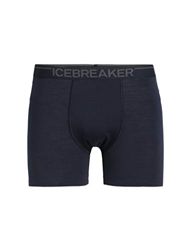 Icebreaker Merino Anatomica Mens Boxer Briefs, Wool Base Layer for Cold Weather - Soft, Durable Underwear with Contour Pouch, Flatlock Seams to Reduce Chafing, Midnight Navy, Medium