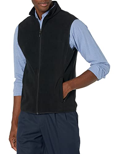 Amazon Essentials Men's Full-Zip Polar Fleece Vest (Available in Big & Tall), Black, Large