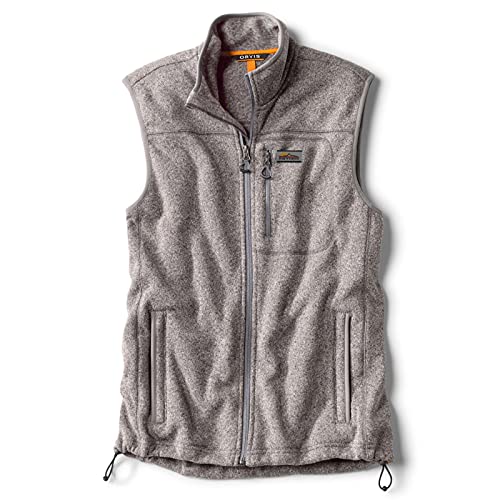 Orvis Recycled Fleece Sweater Vest for Men - Warm and Comfortable Men's Fleece Vest Made with Brushed Anti-Pilling Fiber, Heather Gray - Large