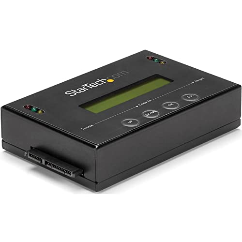 StarTech.com 1:1 Standalone Hard Drive Duplicator & Eraser, SATA HDD / SSD Disk Cloner / Copier / Wiper / Sanitizer, Cloning / Recovery Tool, LCD Display, TAA Compliant, OS Independent (SATDUP11)