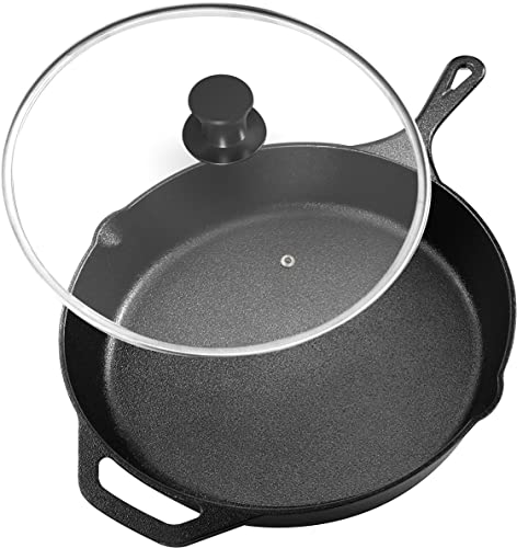 Utopia Kitchen 8 inch Pre-Seasoned Cast Iron Skillet With Lid - Frying Pan - Cast Iron Pan - Safe Grill Cookware for indoor & Outdoor Use