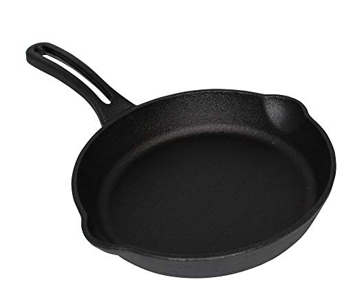 Mirro MIR-19051 8" Pre-Seasoned Ready to Use Round Cast Iron Pre-seasoned Skillet, Black