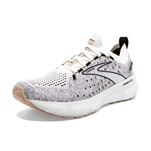 Brooks Womens Glycerin StealthFit 20 Neutral Running Shoe - White/Black/Cream - 8 Medium