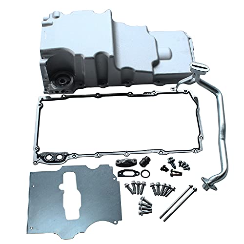 GSKMOTOR 302-2 LS Engine Swap Oil Pan for LS LS1 LSX Camaro Nova F-body Extra Clearance,Satin Natural Sandblasting- Short Style