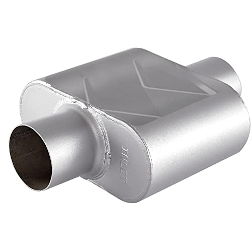 Universal Exhaust Muffler with Aggressive Sound, Anti-corrosive Muffler, Chamber Performance Mufflers for Cars, Trucks (2.5" center in | 2.5" center out | overall 13")