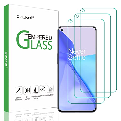 beukei (3 Pack) Compatible for OnePlus 9 / OnePlus 9 5G Screen Protector Tempered Glass,Touch Sensitive,Case Friendly, 9H Hardness
