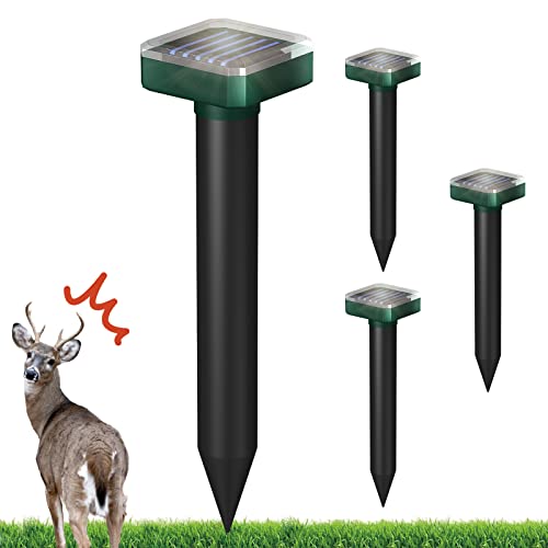 Deer Repellent for Plants 4 Pack,Deer Repellent Devices,Deer Repellent,Solar Ultrasonic Deer Repeller,Deer Repellent Devices for Garden,Deer Out,Deer Away,Deer and Rabbit Repellent