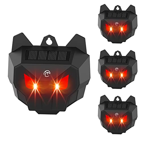 Careland 4 Pack Solar Nocturnal Animal Repeller Predator Control Light Coyote Repellent Devices with Bright LED Strobe Lights Deer Skunk Raccoon Repellent for Garden Yard Farm Chicken Coop