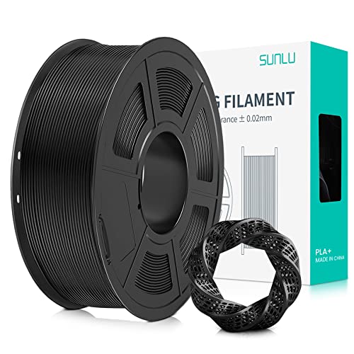 SUNLU 3D Printer Filament PLA Plus 1.75mm, SUNLU Neatly Wound PLA Filament 1.75mm PRO, PLA+ Filament for Most FDM 3D Printer, Dimensional Accuracy +/- 0.02 mm, 1 kg Spool(2.2lbs), Black