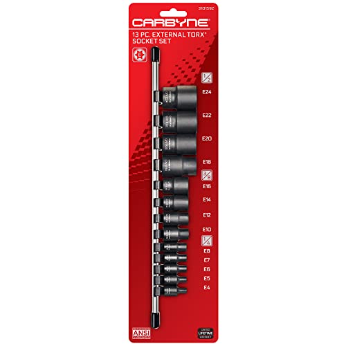 CARBYNE External Torx (eTorx) Socket Set - 13 Piece, E4 to E24 | Chrome Vanadium Steel, 1/4-inch, 3/8-inch & 1/2-inch Drive  From a Family-Run Tool Company Based in the U.S.A.