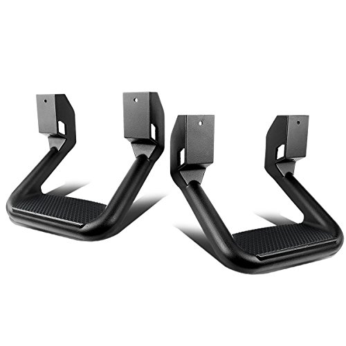 DNA Motoring SSTEP-BK Pair Black Aluminum Side Hoop Steps Compatible With Most Pickups and SUV's, 12" L x 11" W x 8" H