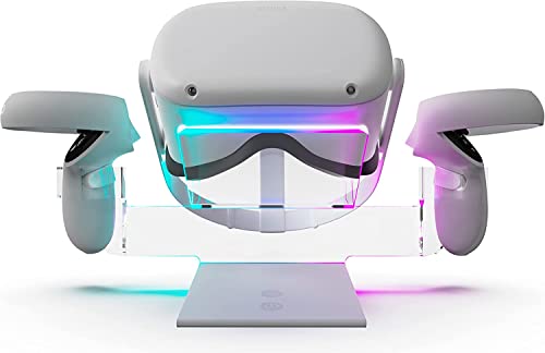 Asterion The Updated Universal Illuminated RGB VR Charging Stand for Meta Quest Pro / 2/1, Oculus, HTC Vive, Rift-s, Go, Cosmos, PSVR2, Index All VR Headsets | White Aura v2.0