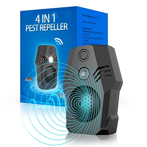 Superior Rodent Repeller, Electronic Ultrasonic Squirrel Mouse Repellent Plug in, Rat Repeller, Repel Rodents, Mice, Rats, Squirrels(White-Blue)