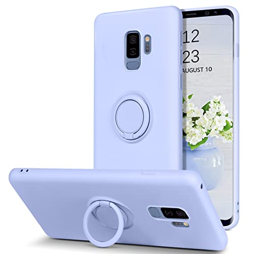 KANGYA Samsung Galaxy S9 Plus Case, Slim Silicone | Kickstand with 360 Ring Holder | Support Car Mount Samsung Galaxy S9+ Plus 6.2" Phone Case Cover for Girls Women, Purple
