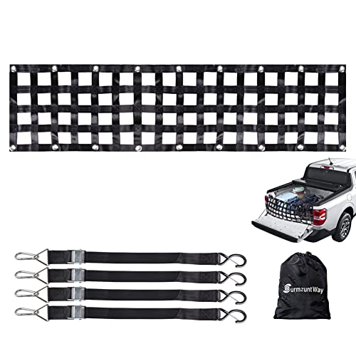 SurmountWay Heavy Duty Tailgate Cargo Net for Truck Bed, Durable&Rugged Tailgate Net, Extendable&Adjustable Truck Bed Cargo Net, Suitable for Truck, Trailer, Pickup, Jeep, SUV, Boat and So on(84"x20")