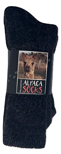 WILLIAMSTON ALPACA Socks - Alpaca Endurance Socks for Men or Women - Warm Socks Made in USA - Soft, Machine Washable Alpaca Wool Socks, Black - M