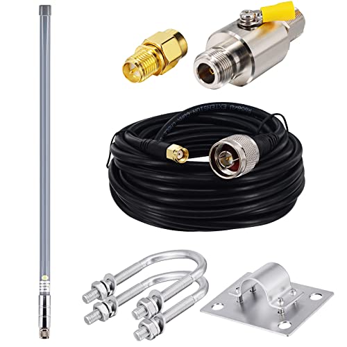 Long Range Cellular 915MHZ LoRa Gateway Waterproof Antenna 5.8 dbi 915Mhz Fiberglass Lorawan Omni Antenna with 16.4ft Low Loss Cable LightningArrestor for Sprint Nebra Bobcat Syncrob Helium Hotspot