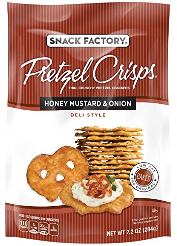 Snack Factory Pretzel Crisps, Honey Mustard & Onion, 7.2 Ounce (Pack of 12)