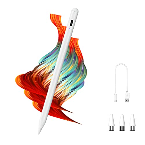 Active Stylus Pens for Touch Screens with Magnetic Design, Rechargeable Universal iPad Pencil, Fine Point Stylus Pen for iPad Pro/Air/Mini/iPhone/iOS/Android/Tablets Writing & Drawing-White