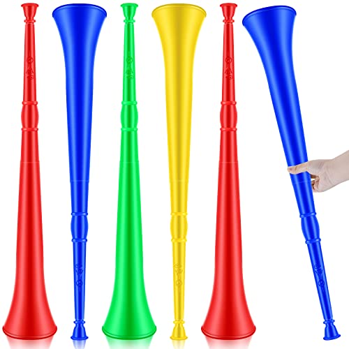 6 Pcs Stadium Horn Vuvuzela Noise Makers Blow Horn Collapsible Plastic Horn Noisemaker Toys for Sporting Events Football Games Graduation School Sports Party Decorations Supplies Favors Accessories