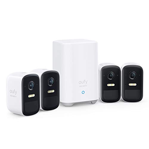 eufy security, eufyCam 2C 4-Cam Kit, Wireless Home Security System with 180-Day Battery Life, HomeKit Compatibility, 1080p HD, IP67, Night Vision, No Monthly Fee