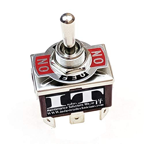 IndusTec DPDT 20 Amp 12V 6 Pin Quick Plug On/Off/On 3 Position Maintained Latch Lock Toggle Switch Double Pole Double Throw KN3C- 203P