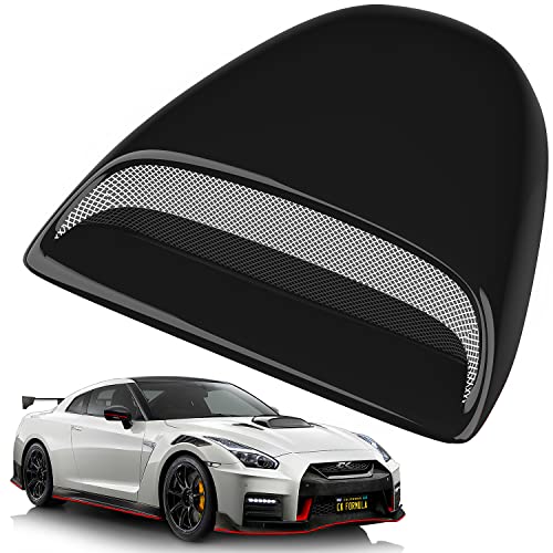 CK Formula Black Hood Scoop - Front Car Hood Vent Cover, No-Drill Universal Fit for Flat Hoods, Coupe, Trucks, SUV, JDM Style Body Kit, Waterproof, 1 Piece