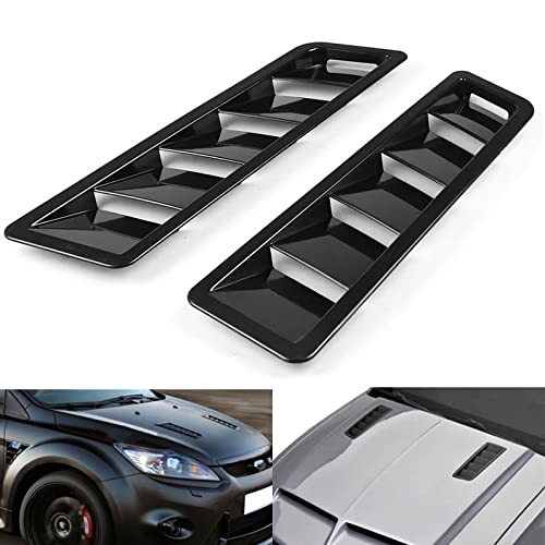 Car hood vent louvers Cold Air Flow Intake Fitment Louvers Vents Bonnet Cover Hood Vent Air Flow Intake Side Scoop Hood Cover Car Decorative ABS Universial on Car SUV Truck Black