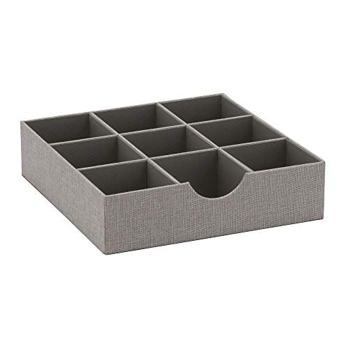 Household Essentials Grey 728-1 Deep 9 Section Drawer Organizer Box for Storage 12 in x 3.13