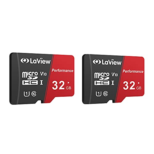 LaView 32GB Micro SD Card 2 Pack, Micro SDXC UHS-I Memory Card  95MB/s,633X,U1,C10, Full HD Video V10, A1, FAT32, High Speed Flash TF Card P500 for Computer with Adapter/Phone/Tablet/PC