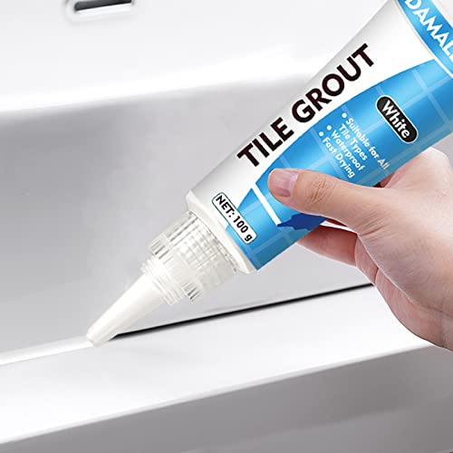 Tile Grout Repair Kit, 2 Pack Grout Paint for Bathroom Shower Kitchen Floor Tile, Fast Drying Tile Grout Filler Tubes, Grout Sealer Restore and Renew Tile Joints Line, Gaps, Replace Grout Pen (White)