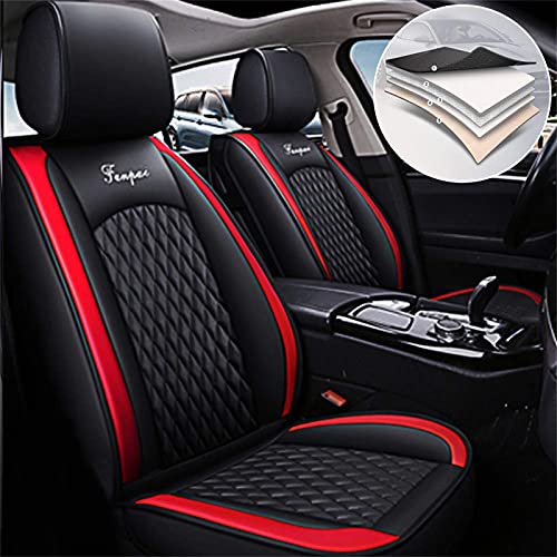 Car Seat Covers Fit for Dodge Charger Challenger Dart Durango Journey All Weather Airbag Compatible Waterproof Leatherette Standard Black Red