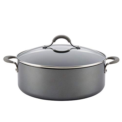 Circulon 84569 Elementum Hard Anodized Nonstick Stock Pot / Stockpot with Lid - 7.5 Quart, Gray