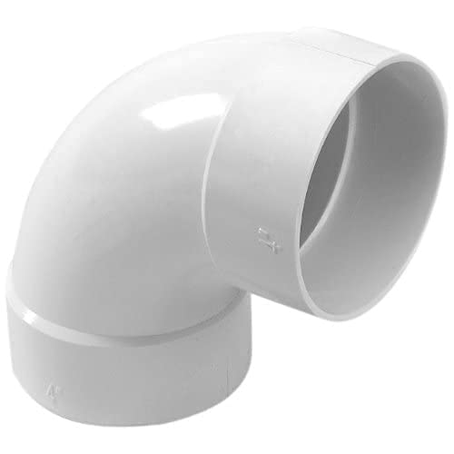 NDS 4P02 PVC 90-Degree Elbow, X Hub Solvent-Weld Connections, for Use with 4-Inch Sewer and Drain Pipes, White