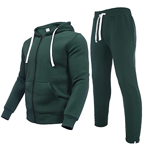 Xmgelp Men's Hooded Tracksuit 2 Piece Full Zip Christmas Suit for Men Track Jackets and Pants 2 Piece Outfit for Men Dark green2XL