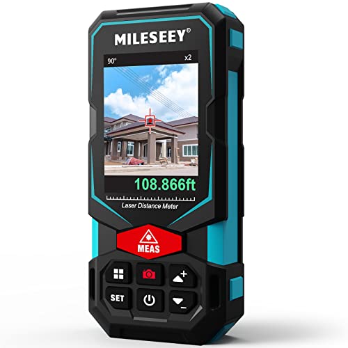 Laser Measure, MiLESEEY 330Ft Laser Distance Meter, Rechargeable Multifunctional Laser Measurement Tool with Pointfinder Camera,P2P Technology, Perfect for Outdoor Long-Range Measuring (App Version)