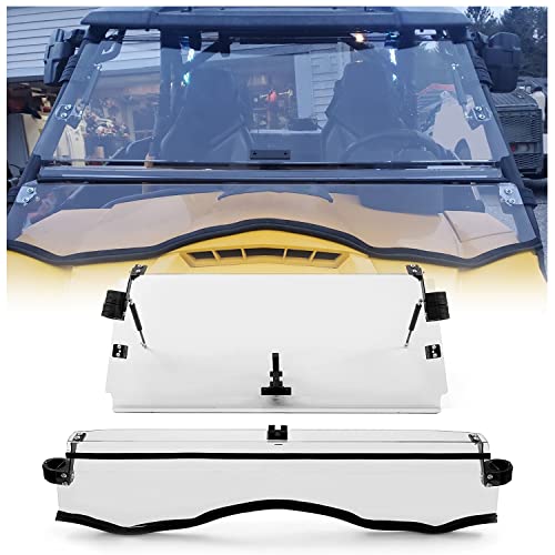 HECASA 3-in-1 Windshield Compatible with 2011-2020 Can-Am Commander 800/ 800 Max / 1000/ 1000 Max Full Clear Windscreen (Open, Vented, or Closed) Scratch Resistant Stretch Bracket included