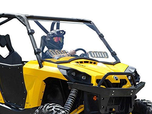 SuperATV Heavy Duty Scratch Resistant Vented Full Windshield for 2011-2020 Can-Am Commander 800 / 1000 / MAX (See Fitment) | 1/4" Thick Polycarbonate 250X Stronger Than Glass | USA Made!