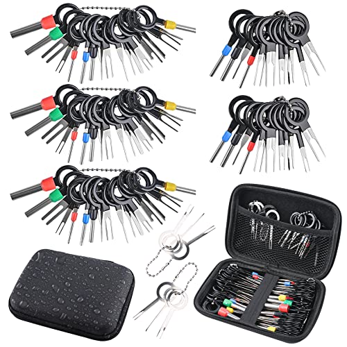 Terminal Removal Tool Kit, 82pcs Repair Removal Tools, Wire Connector Terminal Pin Extractors for Most Connector Terminal, Electrical Wiring Crimp Back Needle Removal Tool with Protective Bag