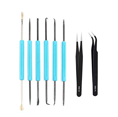 Professional welding auxiliary tools 6 double-sided repair tools, 2 precision tweezers, soldering iron accessories DIY accessories, suitable for electronic repair and welding