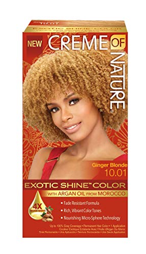 Exotic Shine Hair Color by Creme of Nature, 10.01 Ginger Blonde, with Argan Oil from Morocco, 1 Application