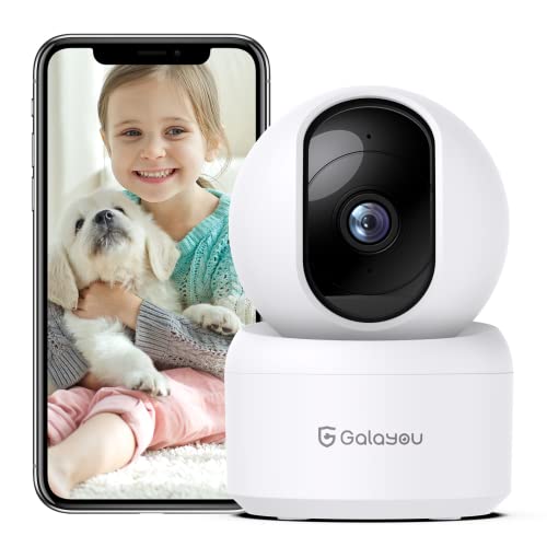Indoor Security Camera 2K, Galayou Pet Camera, 360 Degree WiFi Home Security Camera for Baby/Elder/Nanny with Night Vision, Siren, 24/7 SD Card Storage, Works with Alexa and Google Assistant G2