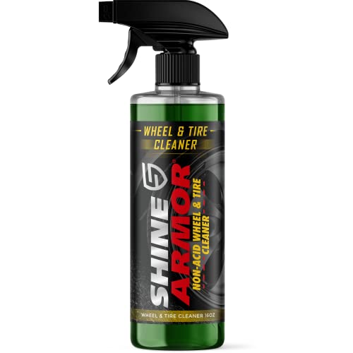 SHINE ARMOR Wheel Cleaner Tire Shine Spray for Car Detailing | Rim Cleaner & Brake Dust Remover Safe for Chrome Alloy Painted Powder Coated Wheels | Magnum Wheel Wash 16 Fl Oz