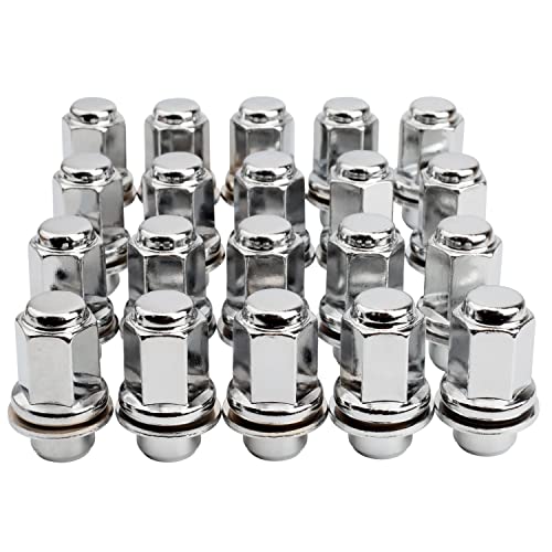 Set of 20, 14x1.5mm OEM Style Factory 1.80 Inch 7/8 22mm Hex Mag Washer Lug Nuts Compatible with Sequoia Landcruiser Tundra Lexus LX